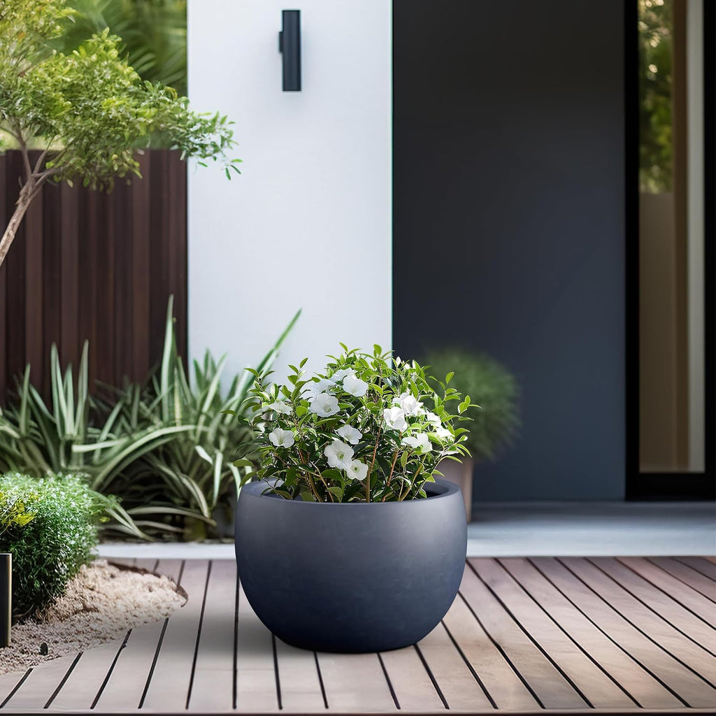 Charcoal Round Concrete Planter