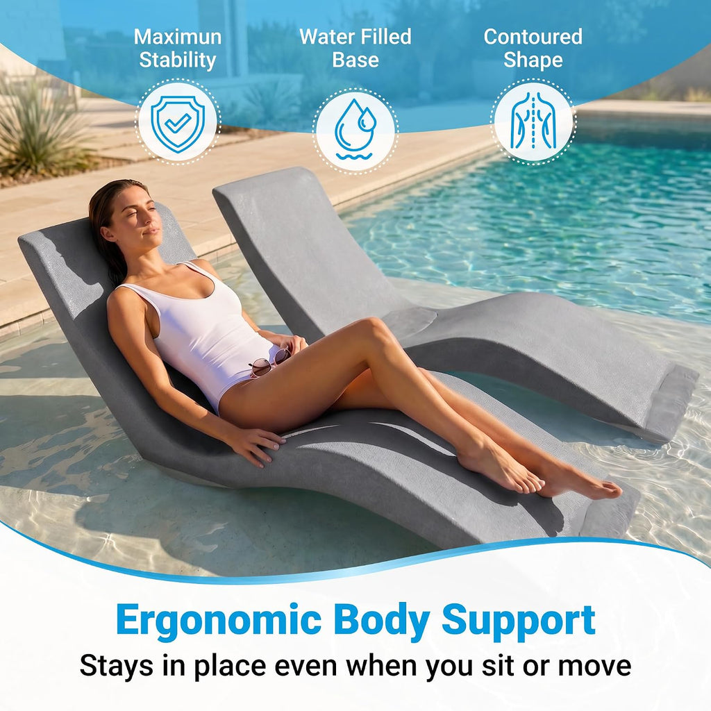 Gray Granite In-Pool Chaise Lounge Set of 2