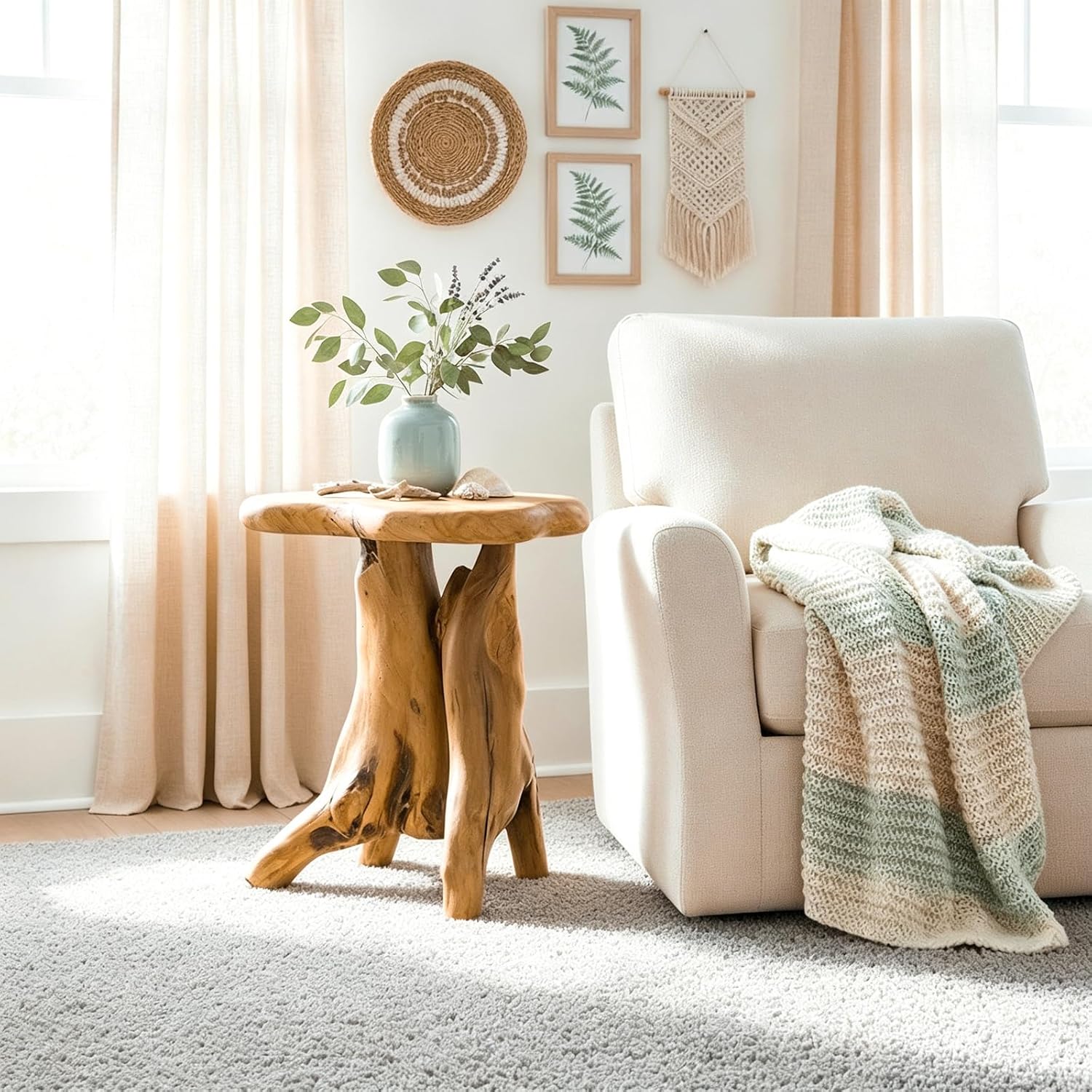 Natural Tree Stump Accent Table