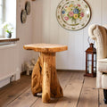 Rustic Cedar Stump Wooden Accent Table