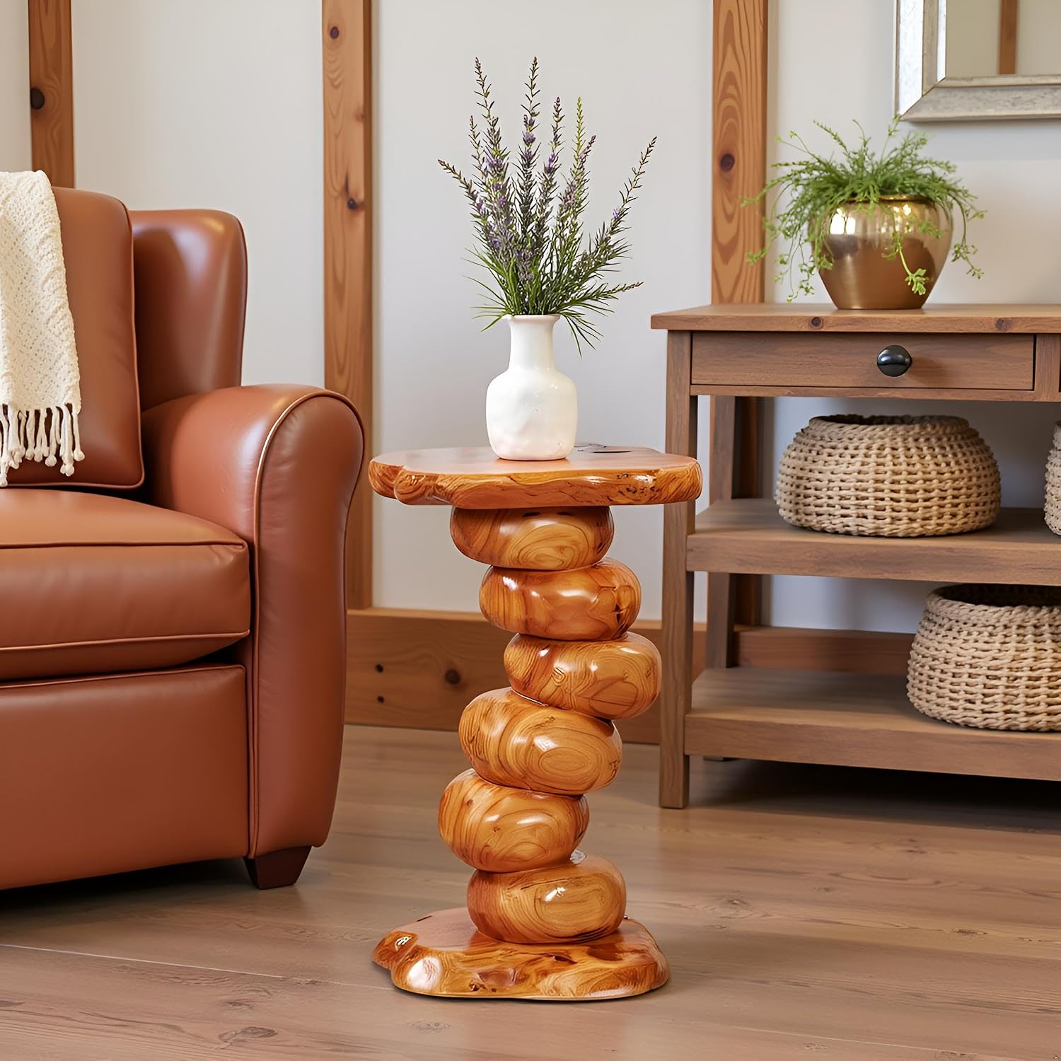 Cedar Tree Stump Live Edge Side Table