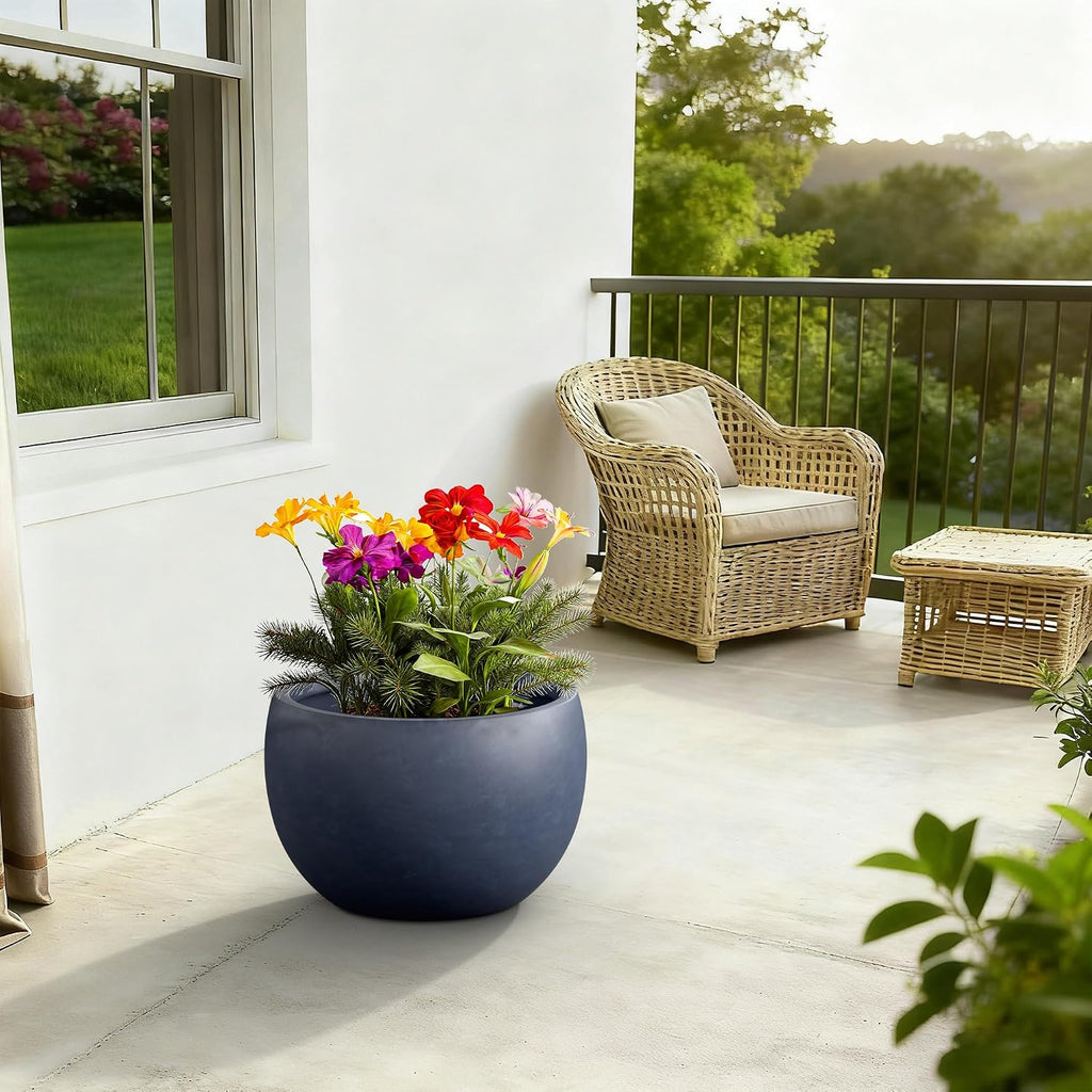 Charcoal Round Concrete Planter