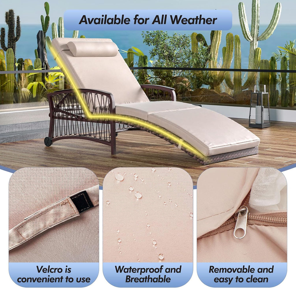 Wicker Rattan Chaise Lounge Set of 2