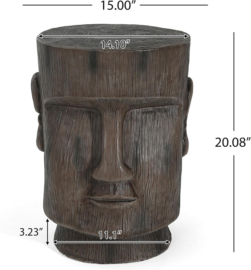 Light Grey Moai Statue Side Table
