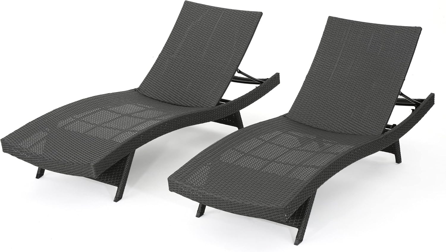Grey Wicker Chaise Lounge 2-Pack