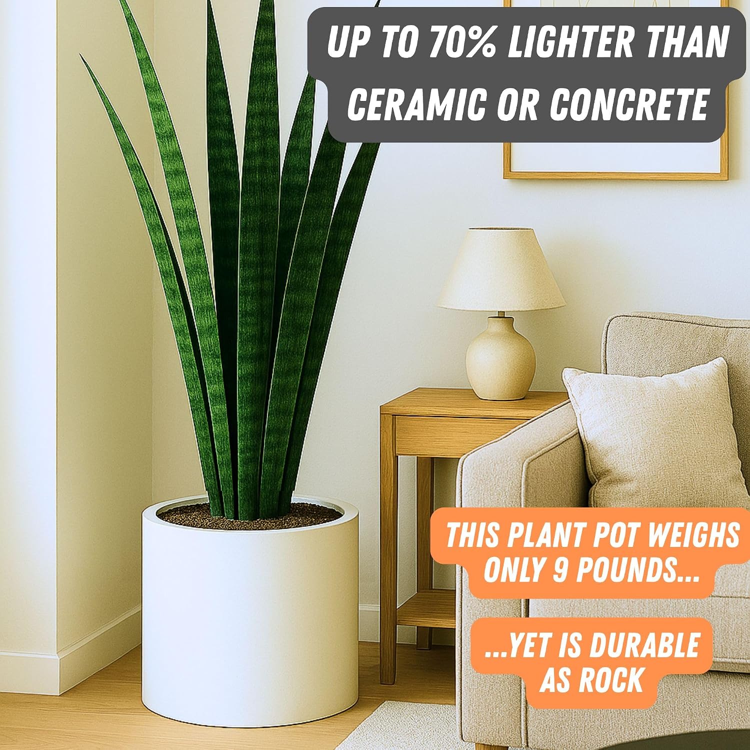 Matte White Fiberstone Planter