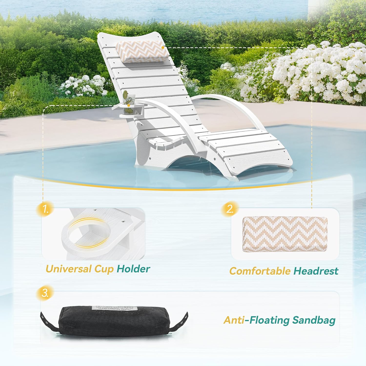 Pool Tanning Lounge Chairs Set of 2