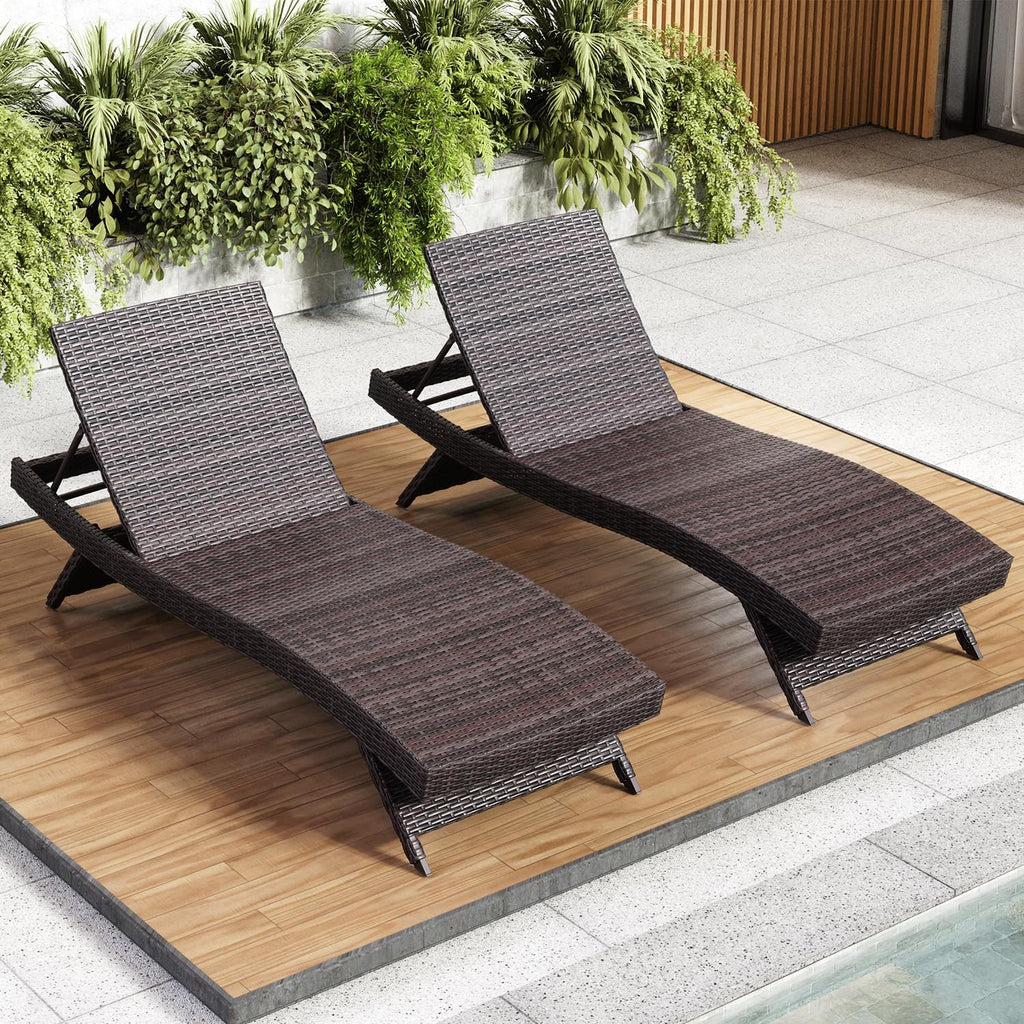 Nestl Wicker Chaise Lounge Chairs Set of 2