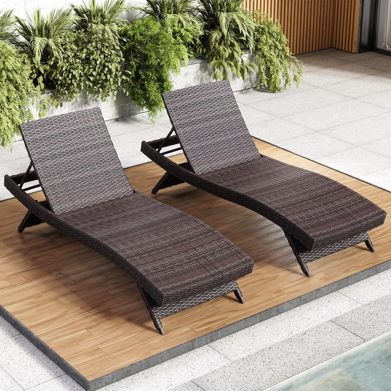 Nestl Wicker Chaise Lounge Chairs Set of 2