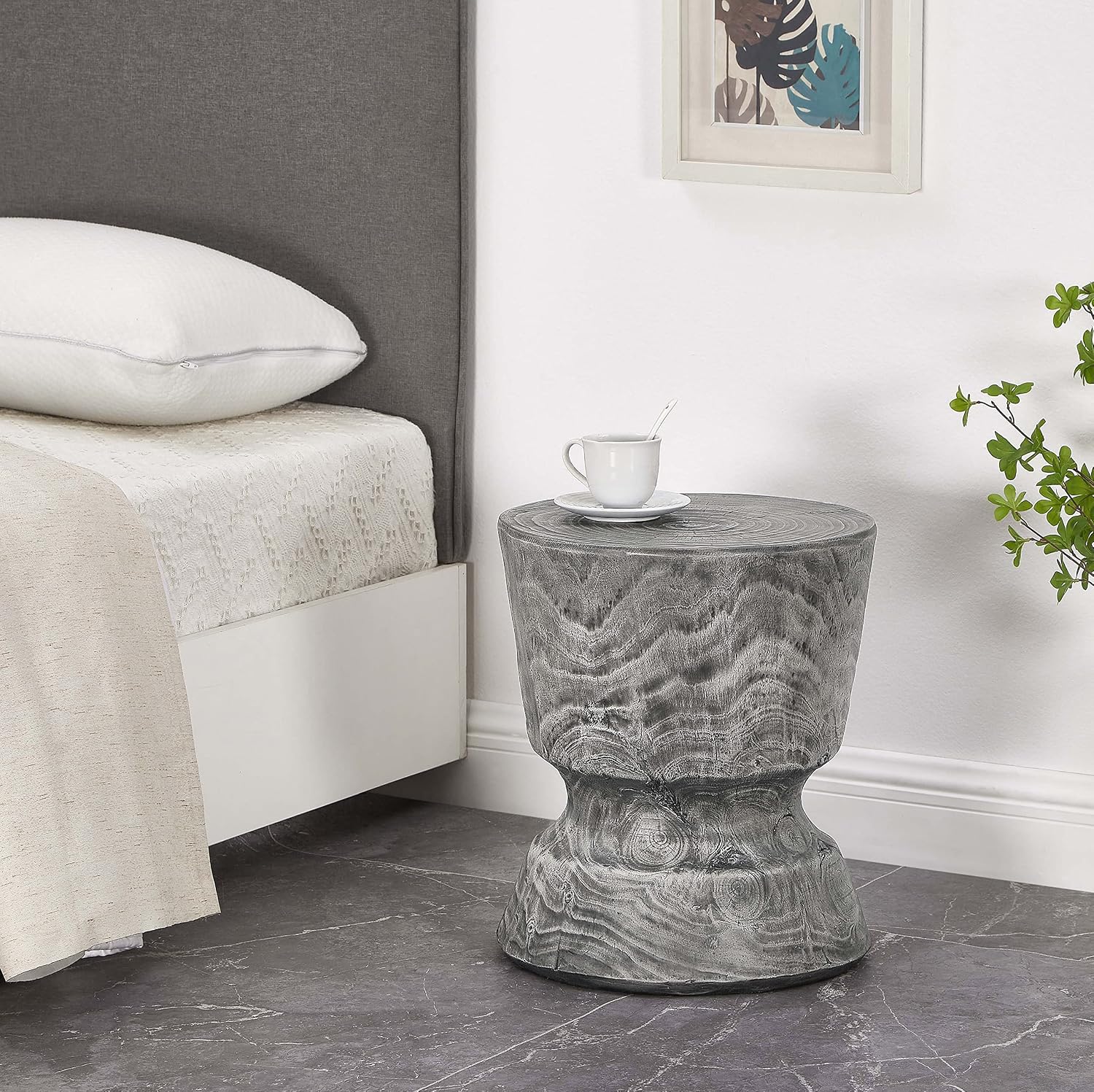 Grey Wine Glass Shaped Garden Stool Table
