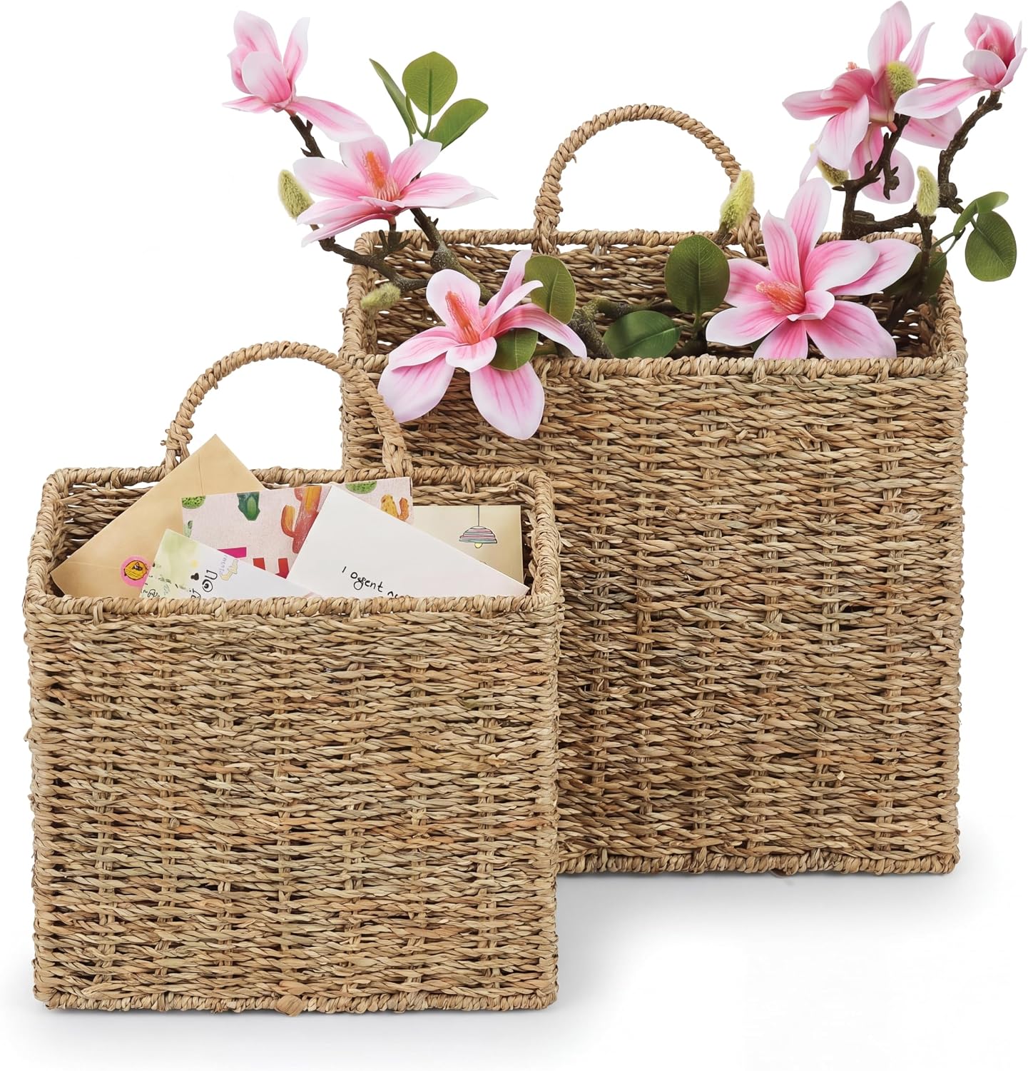 Natural Seagrass Wall Hanging Baskets Set of 2