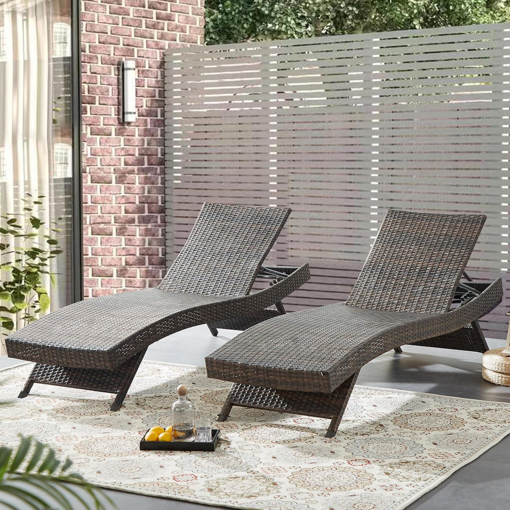 79'' Wicker Chaise Lounge Set of 2